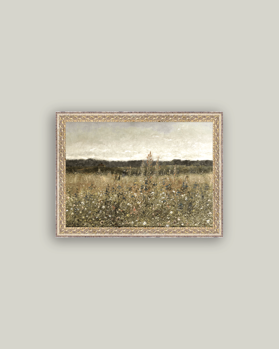 Wildflower Field Framed Antique Art - 9X7