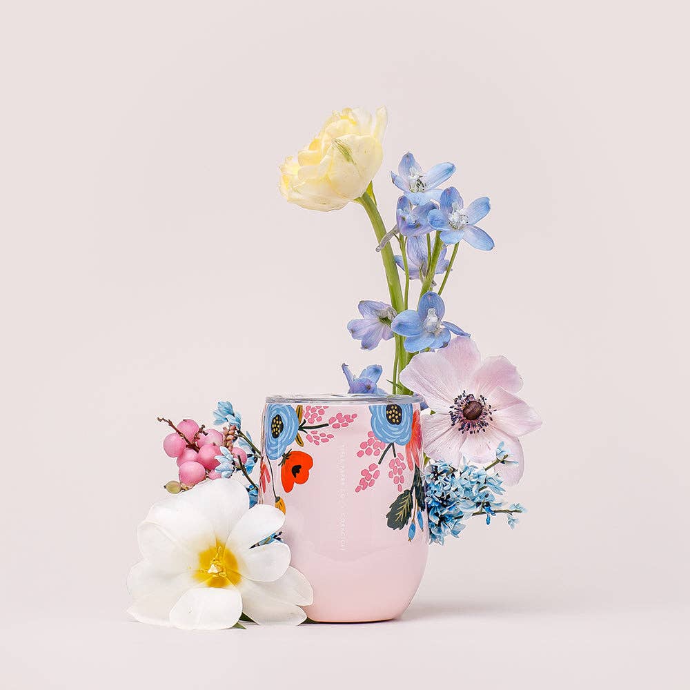 Gloss Blush Lively Floral 12oz Stemless Cup – Rifle Paper Co. x Corkcicle