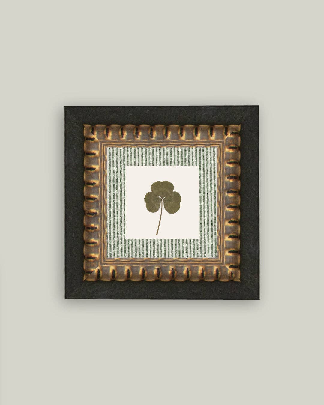 Clover on Stripes Framed Antique Art - 6x6