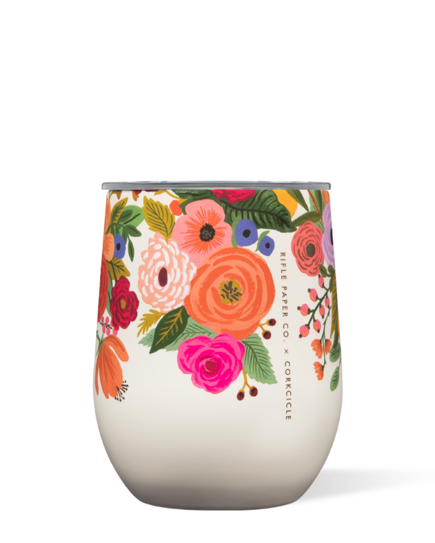 Garden Party Cream 12oz Stemless Cup - Rifle Paper Co. x Corkcicle