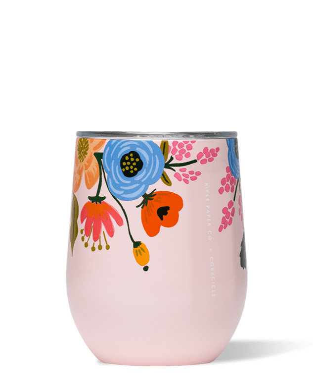 Gloss Blush Lively Floral 12oz Stemless Cup – Rifle Paper Co. x Corkcicle