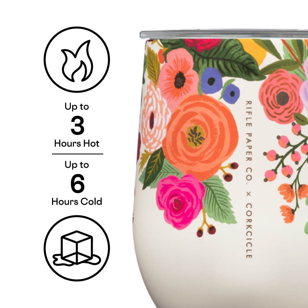 Garden Party Cream 12oz Stemless Cup - Rifle Paper Co. x Corkcicle