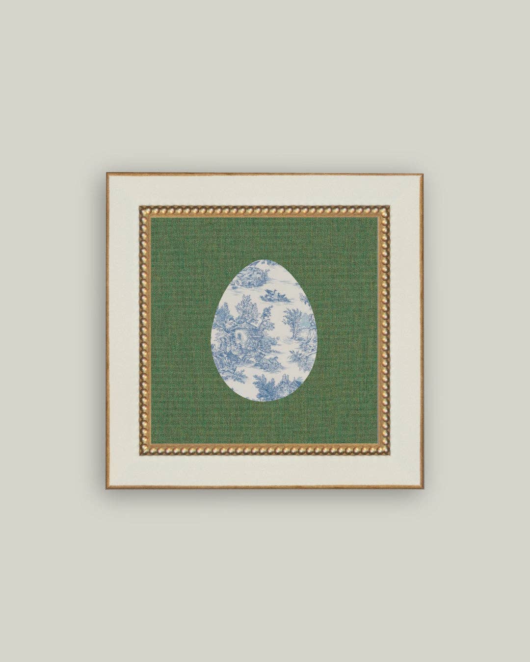 Countryside Toile Egg Framed Antique Art - 5x5