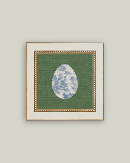 Countryside Toile Egg Framed Antique Art - 5x5