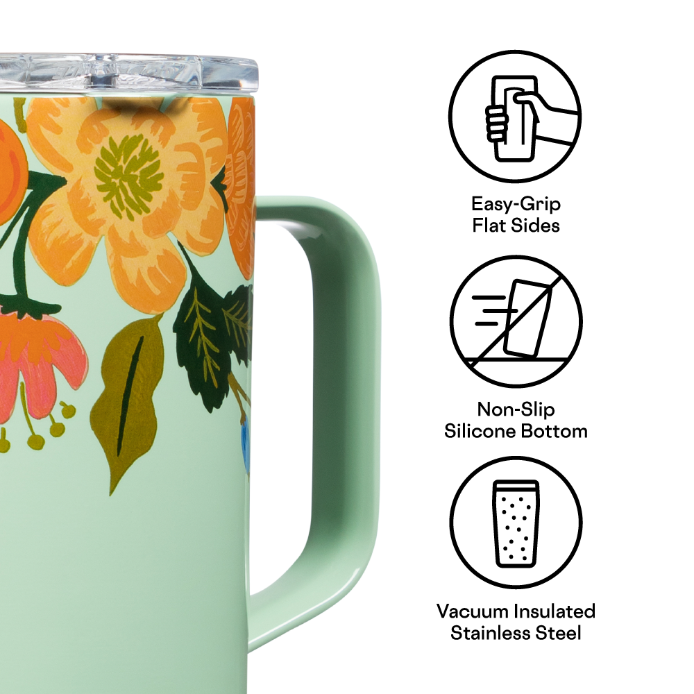 Gloss Mint Lively Floral 16oz Insulated Coffee Mug – Rifle Paper Co. x Corkcicle