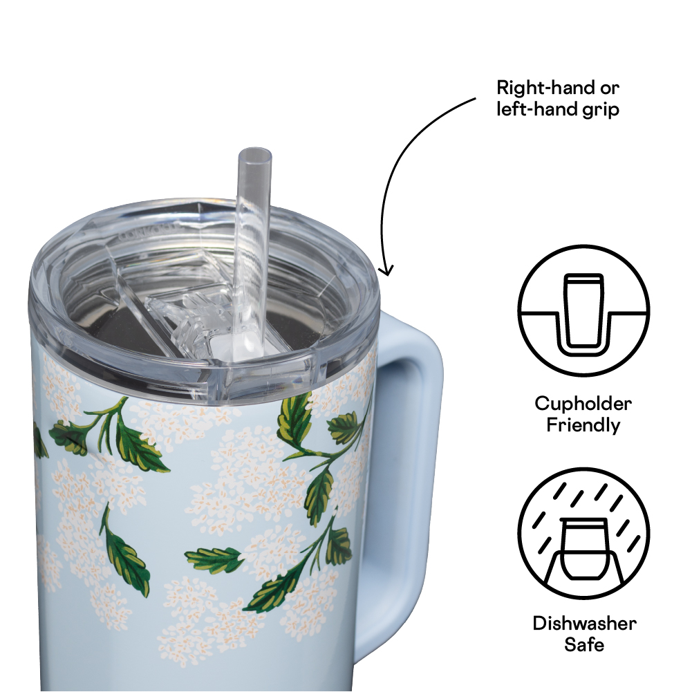 Gloss Blue Hydrangea 40oz Cruiser Tumbler - Rifle Paper Co. x Corkcicle