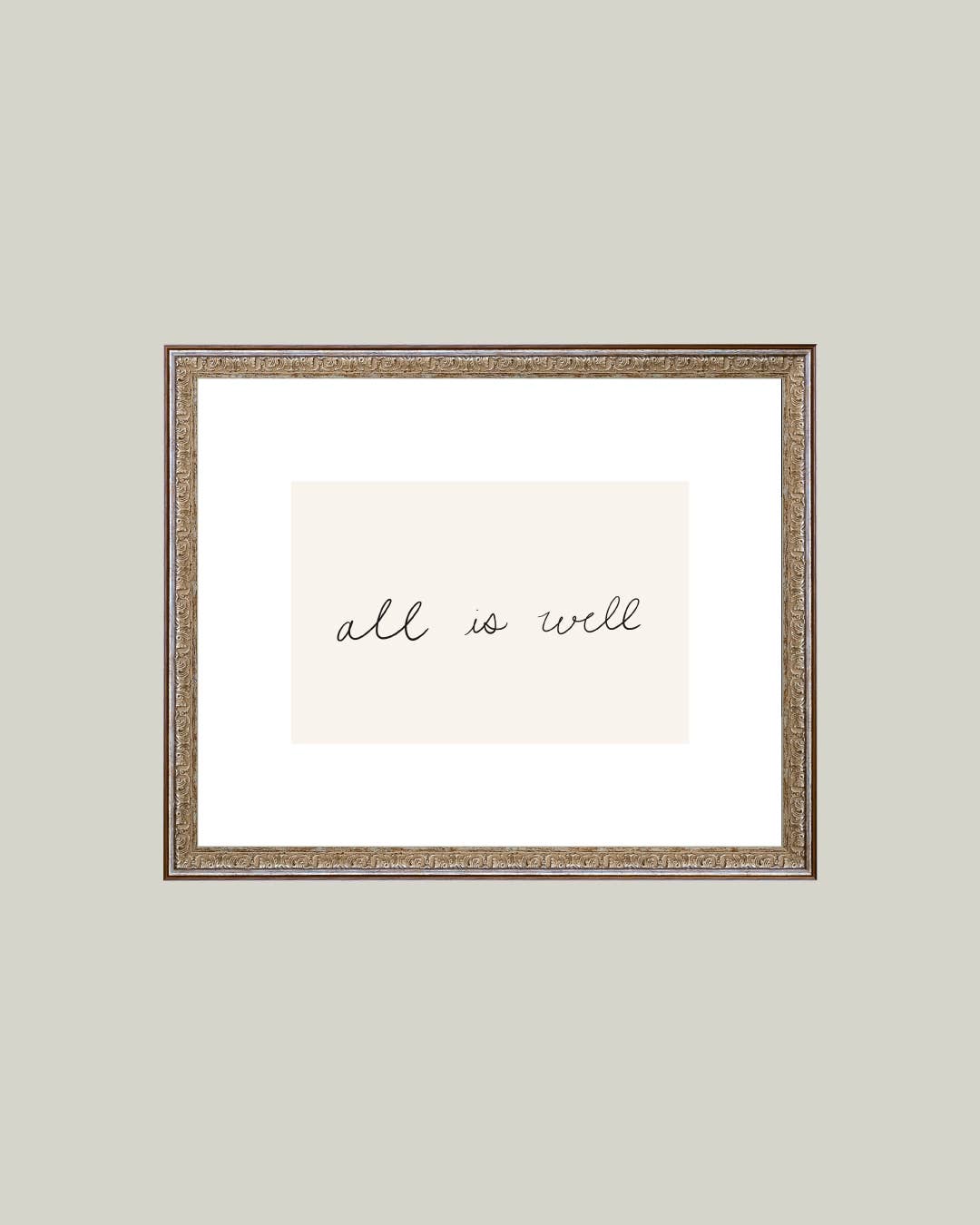 All Is Well Framed Antique Print - 10x8