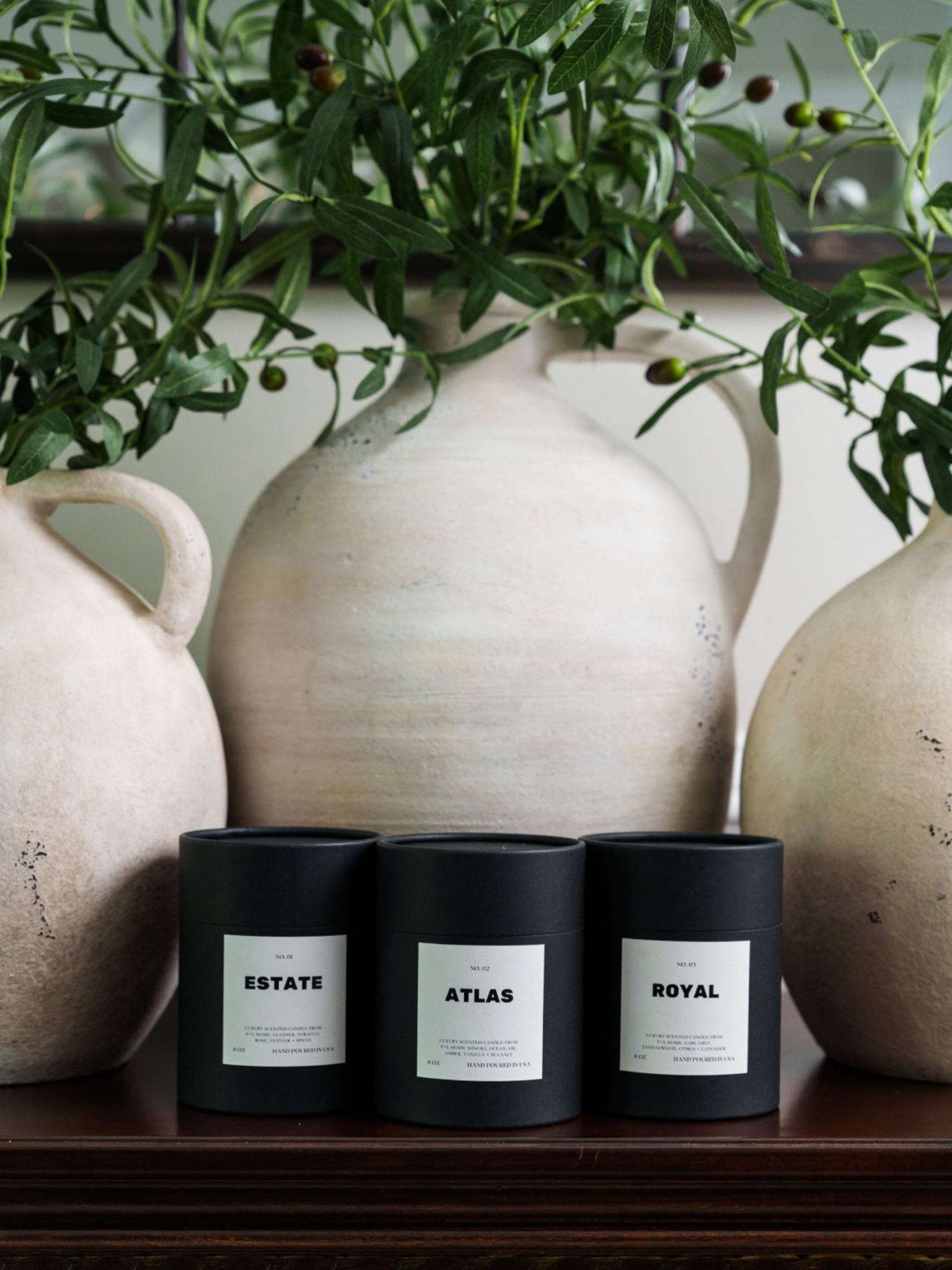 No. 01 Estate 8oz Soy Luxury Candle from F+L Home