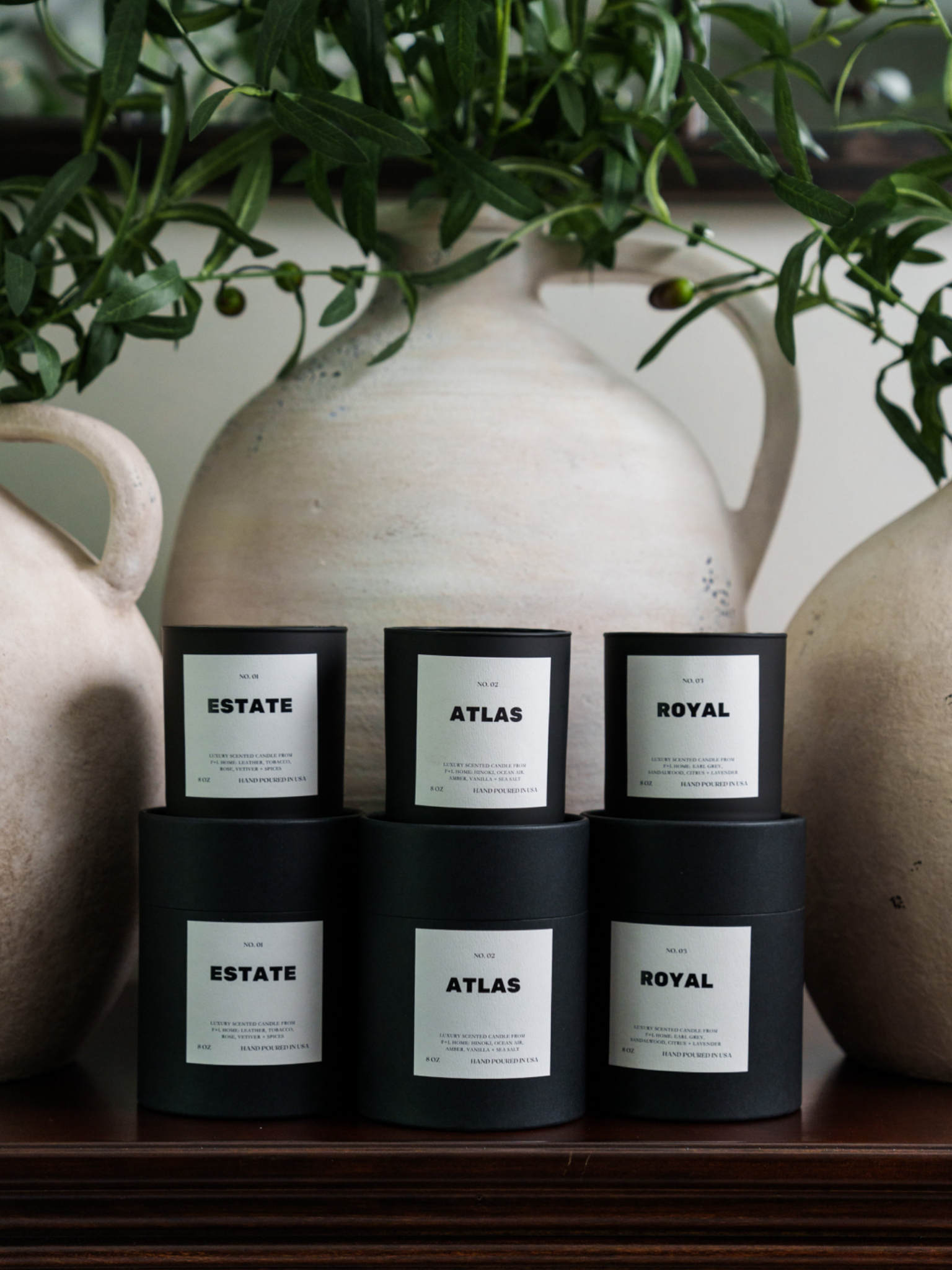 No. 03 Royal 8oz Soy Luxury Candle from F+L Home