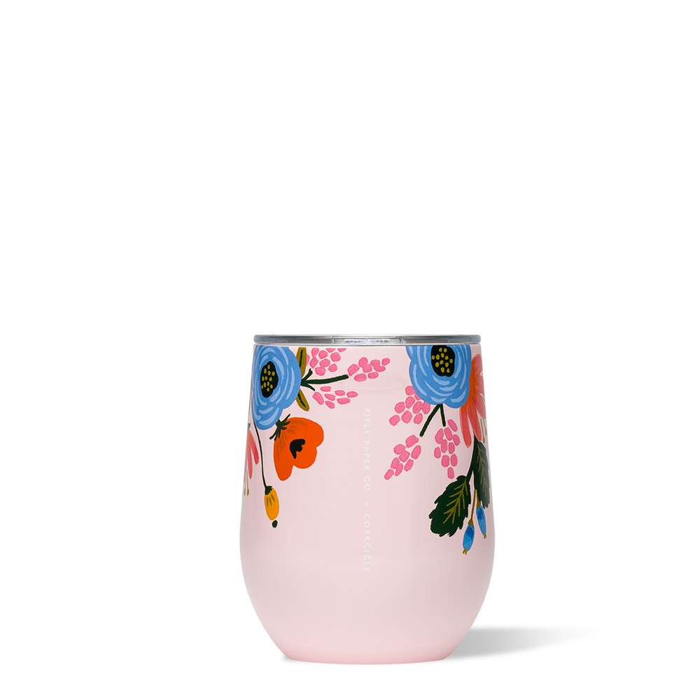 Gloss Blush Lively Floral 12oz Stemless Cup – Rifle Paper Co. x Corkcicle
