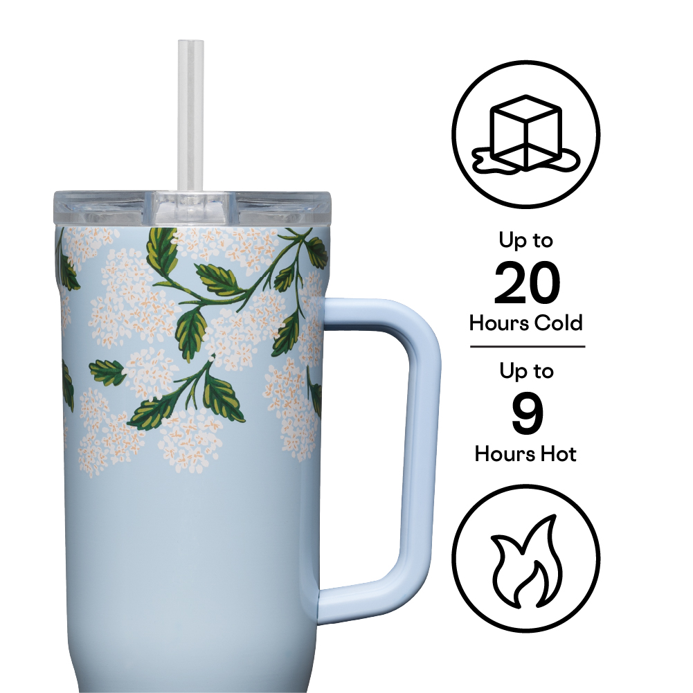 Gloss Blue Hydrangea 40oz Cruiser Tumbler - Rifle Paper Co. x Corkcicle