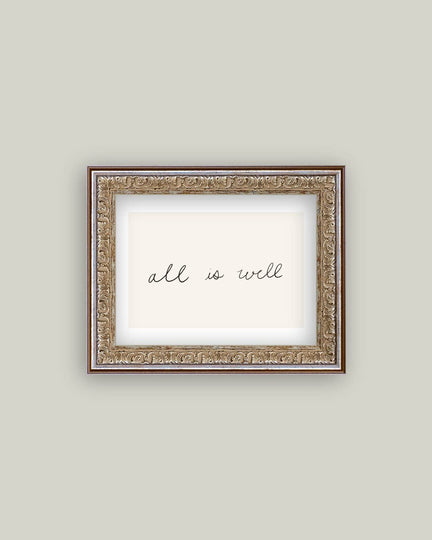 All Is Well Framed Antique Print - 10x8