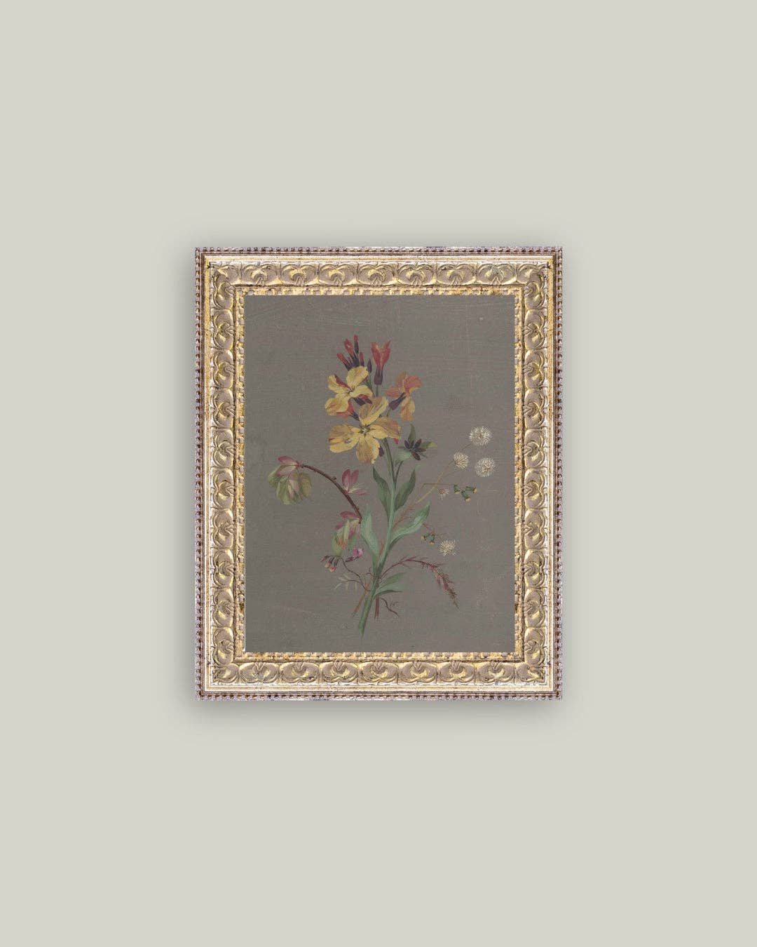 French Wildflowers Framed Antique Art - 5x7