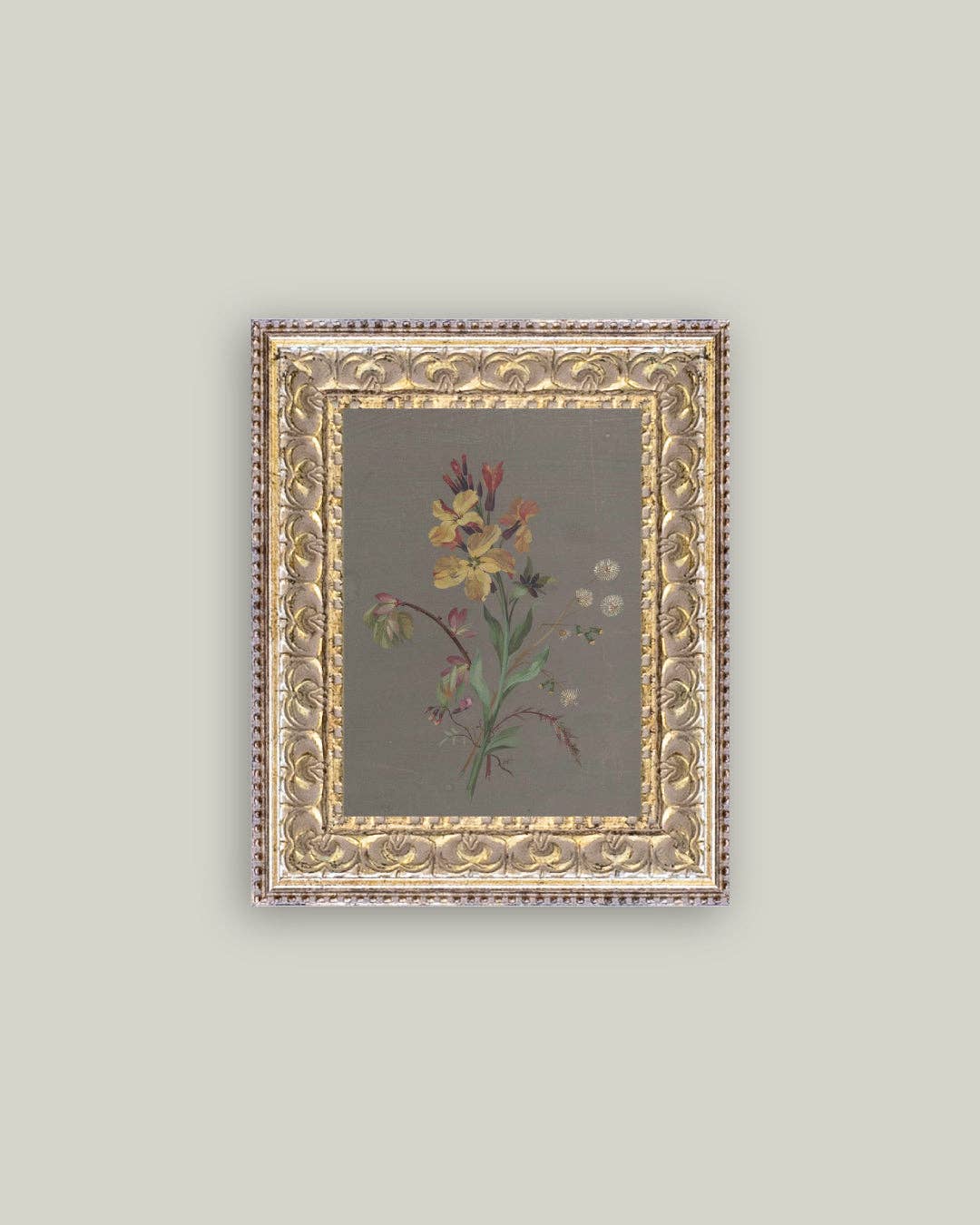 French Wildflowers Framed Antique Art - 5x7