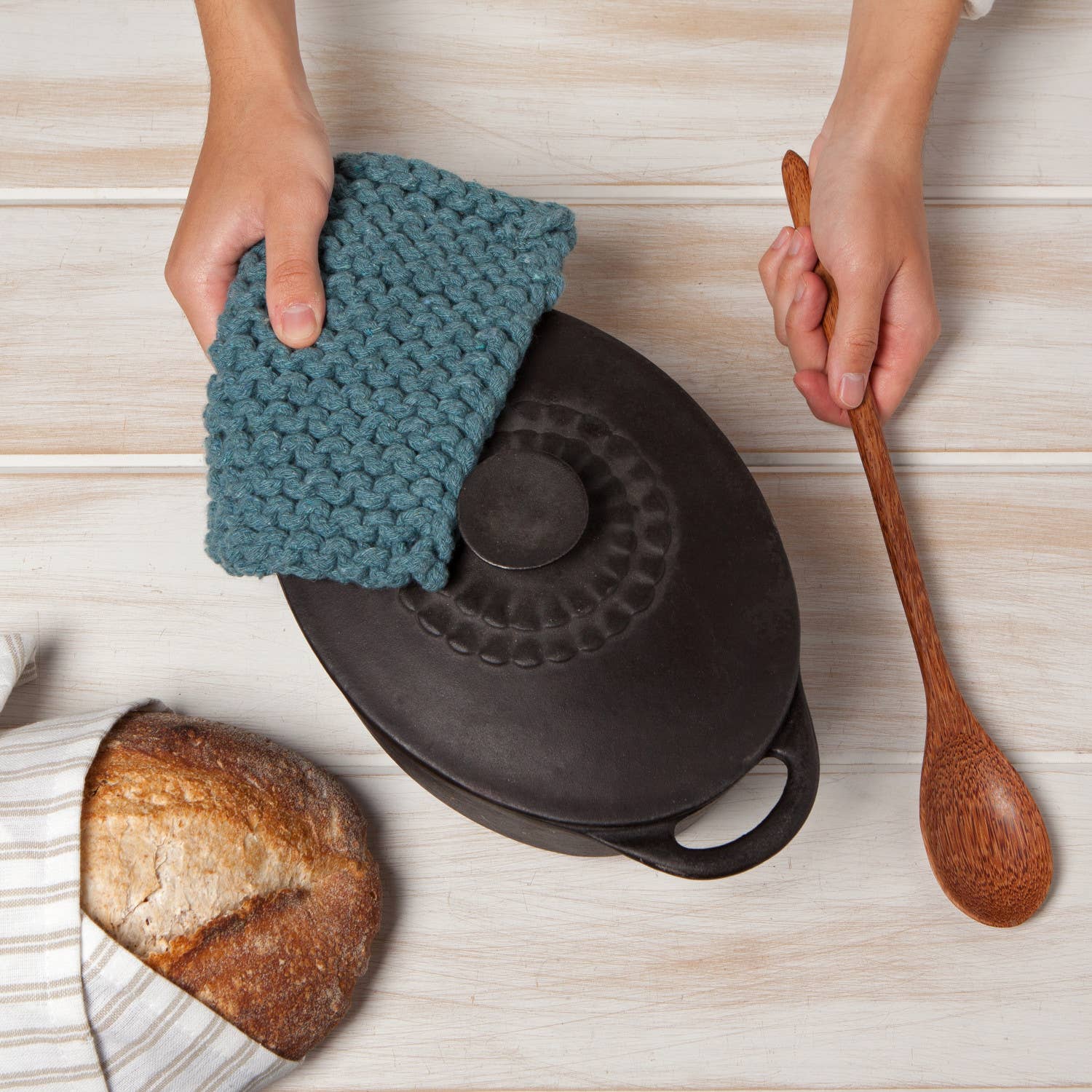 Knit Potholder - Lagoon