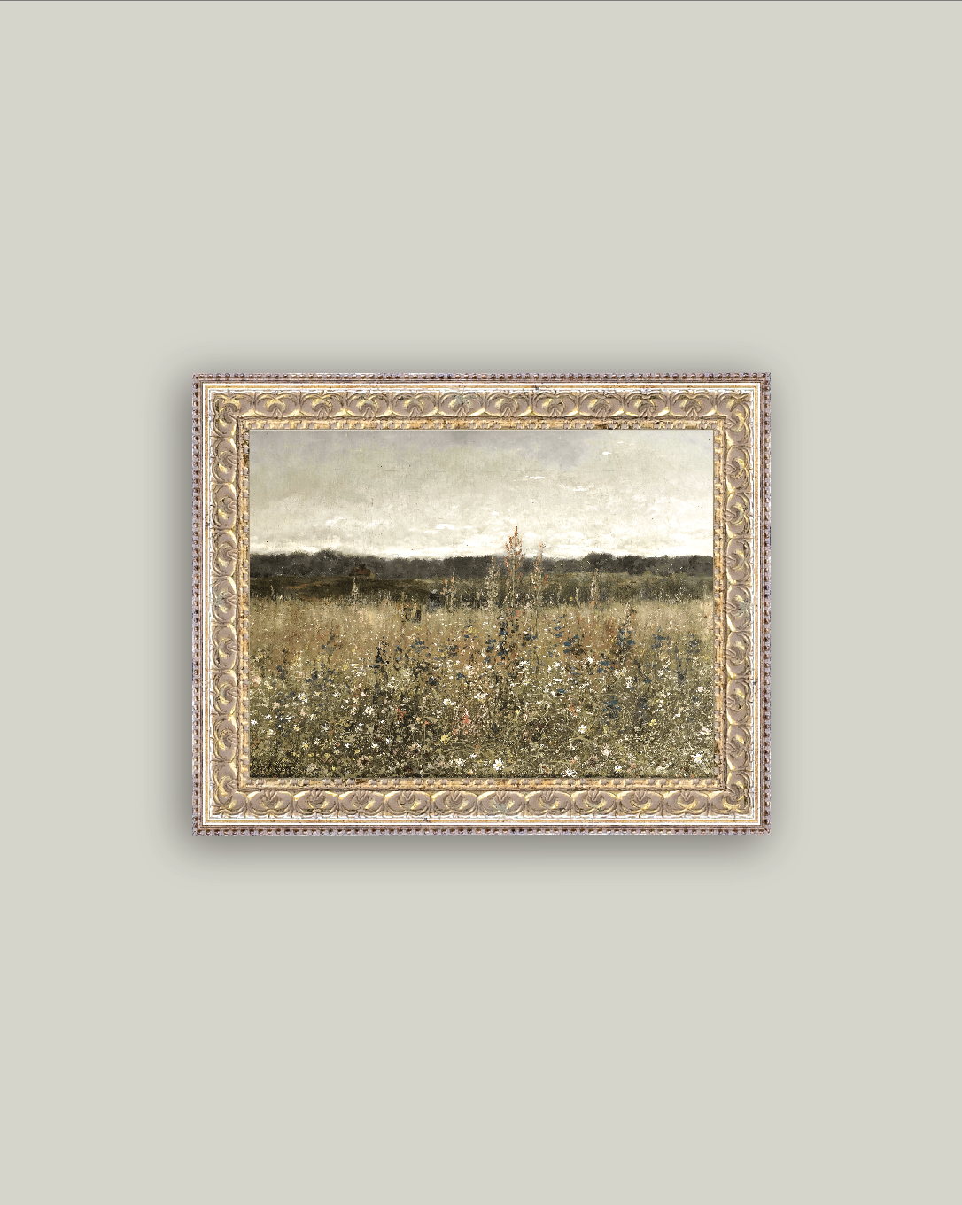 Wildflower Field Framed Antique Art - 9X7