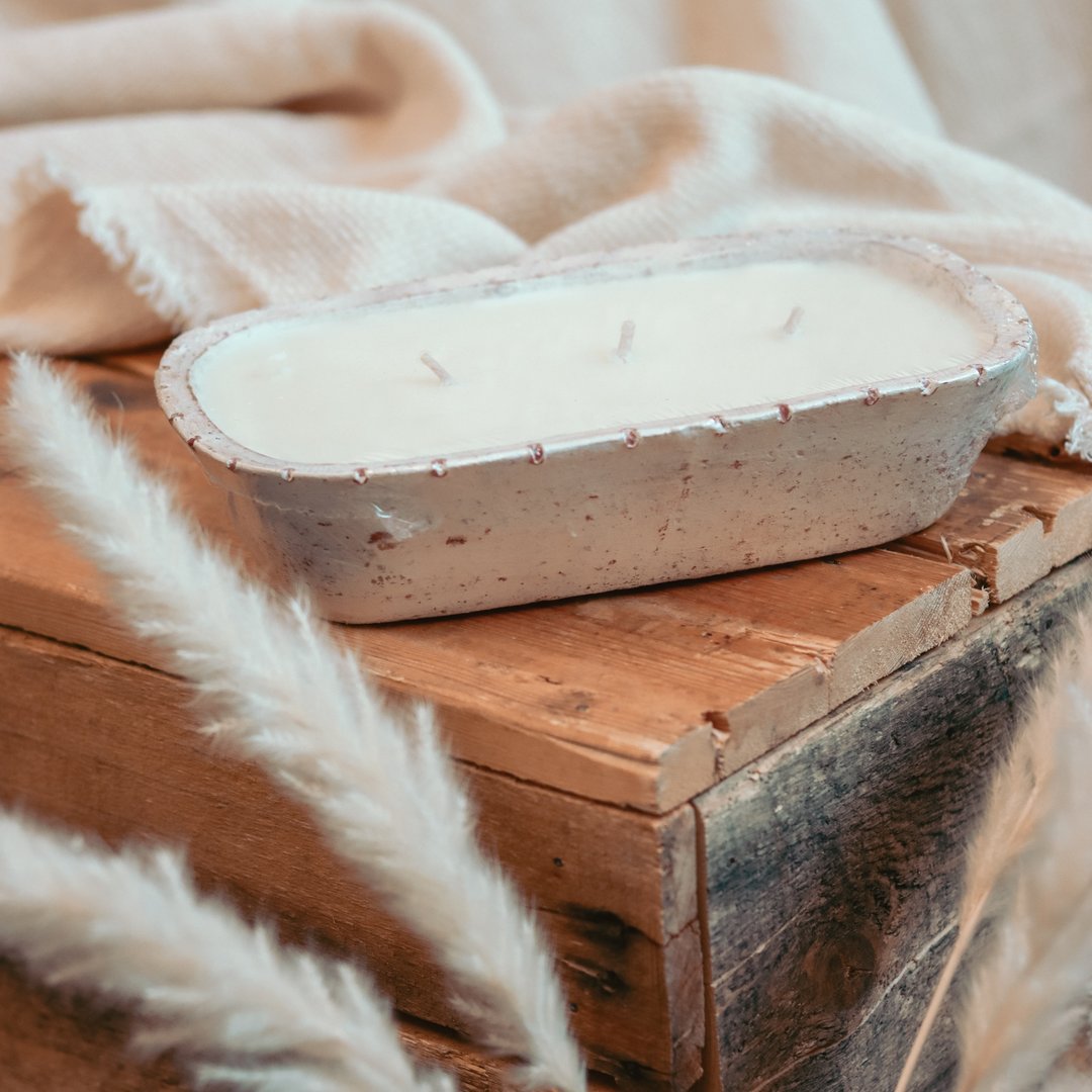 Boho Sleek and Simple Pottery Dough Bowl Candle - Fraser Fir